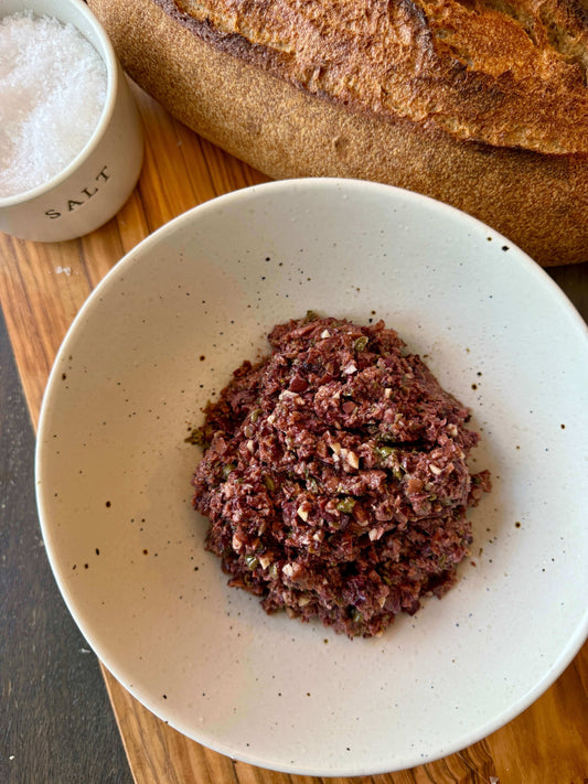 olive tapenade on plate