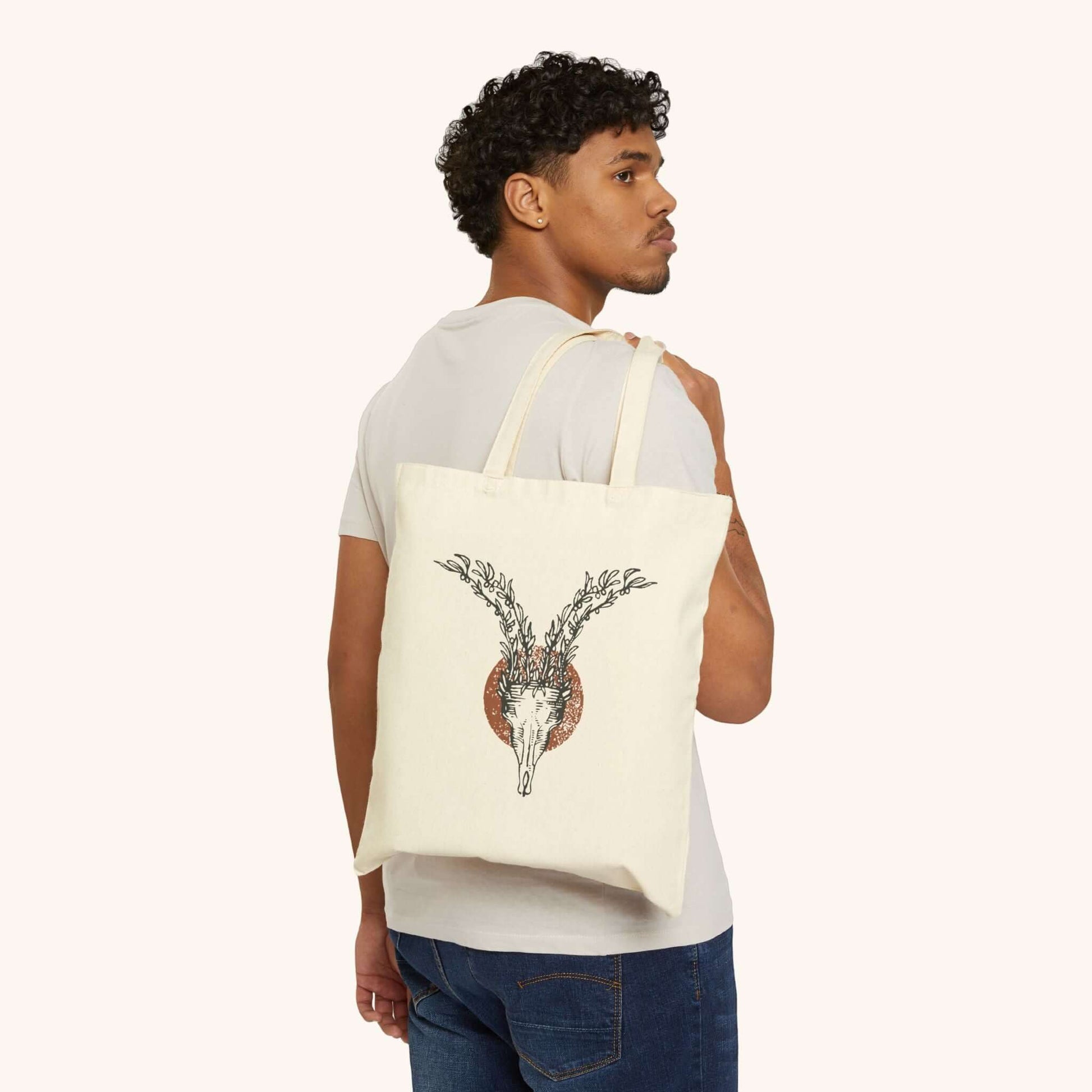 Wildly Virgin Ibex Canvas Tote Being Held - Front View