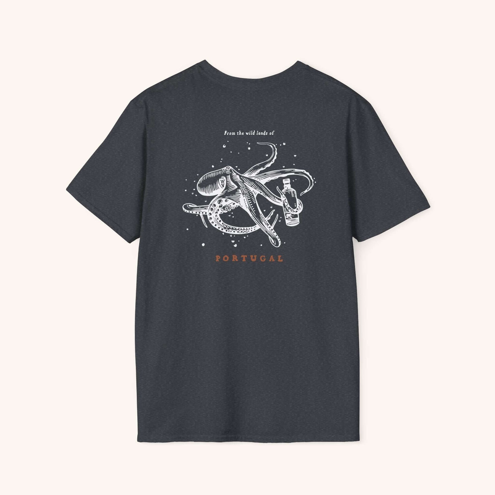  Wildly Virgin artisan olive oil t-shirt - back with Octopus print.