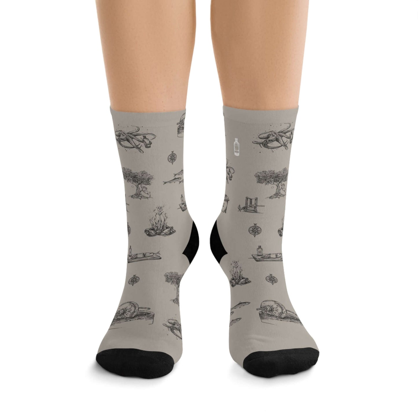 Heritage Ink Illustration Recycled Poly Socks - Front