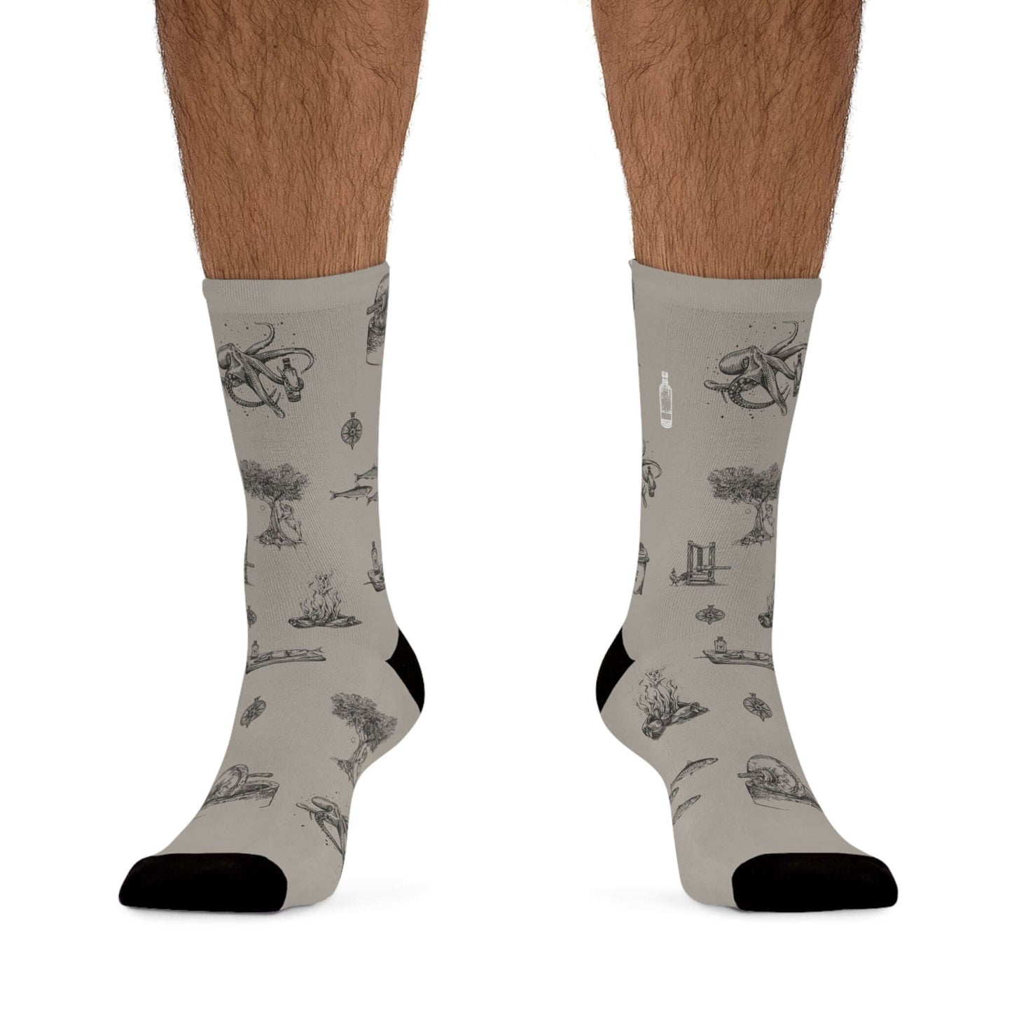 Heritage Ink Illustration Recycled Poly Socks - Front