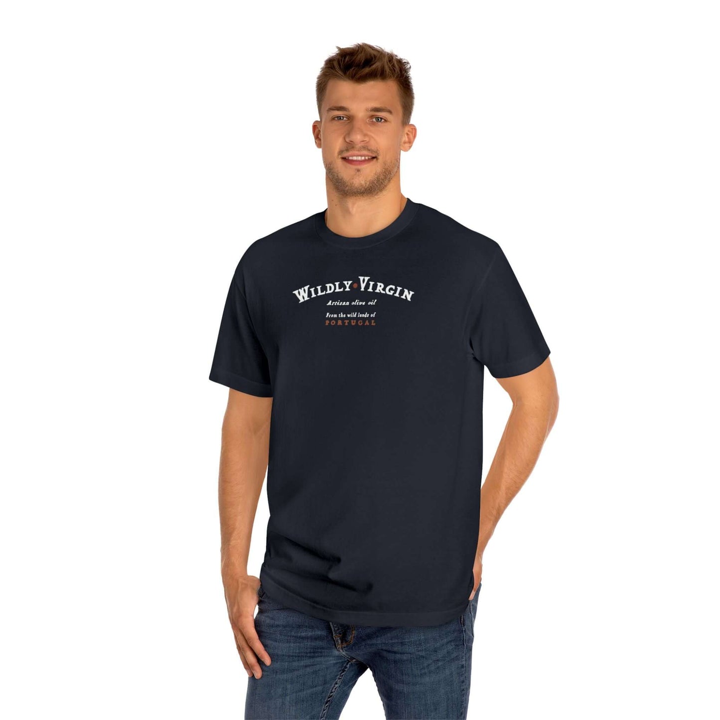 Super Soft Wildly Virgin Harvest Tee on Male Model