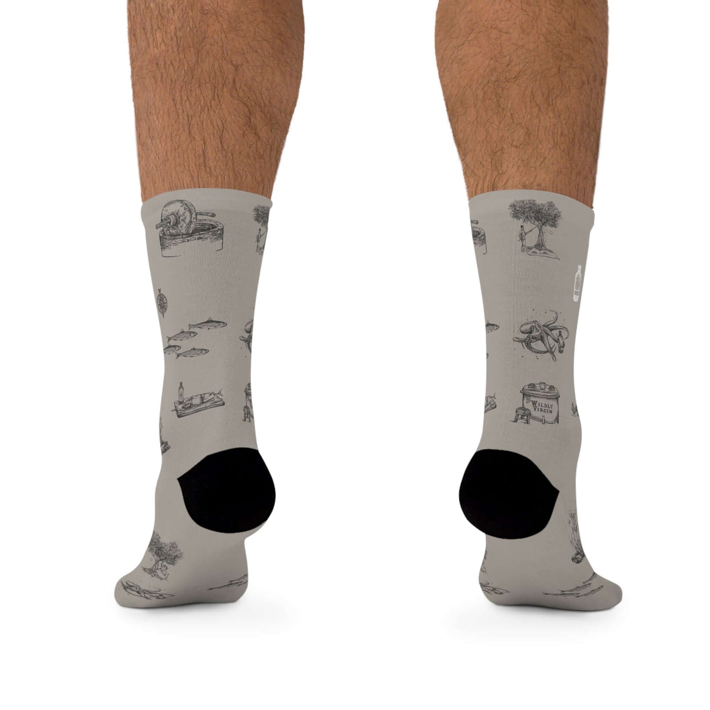 Heritage Ink Illustration Recycled Poly Socks - Back