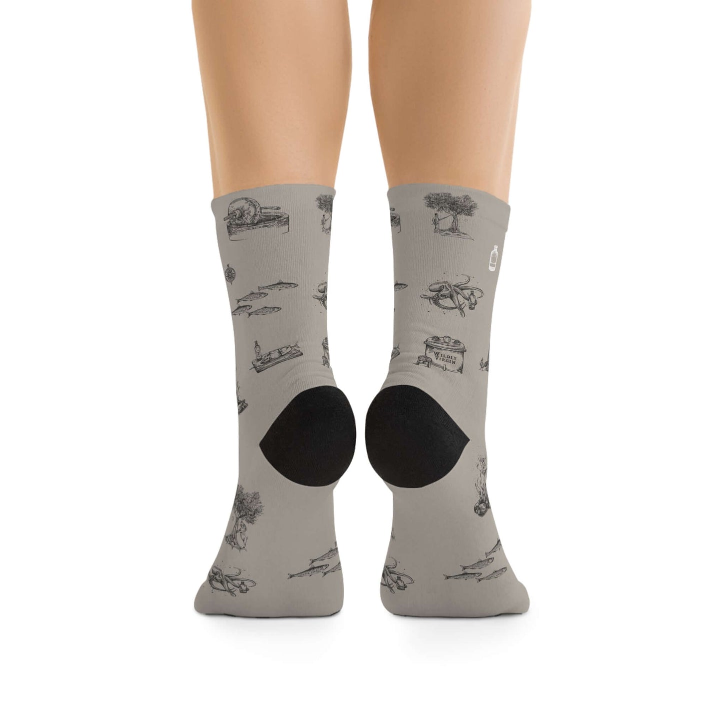 Heritage Ink Illustration Recycled Poly Socks - Back