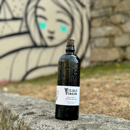 Wildly Virgin Olive Oil on wall with street art