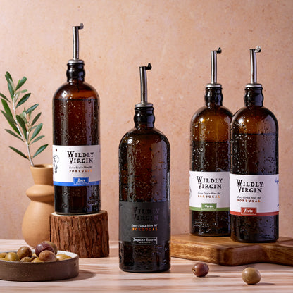 Full Harvest Set of four premium olive oils from Portugal, showcasing exceptional flavors and craftsmanship.