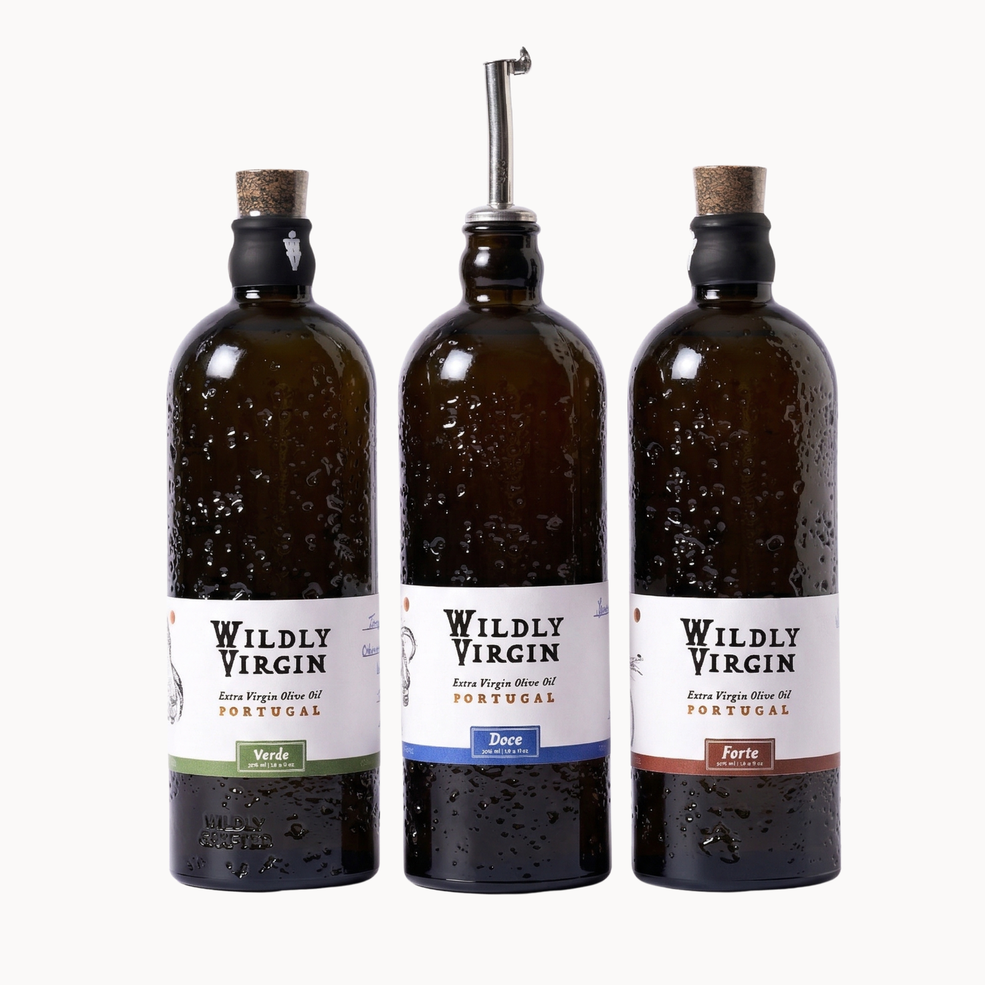 The Explorer Set featuring three bottles of Portuguese olive oil crafted with care.