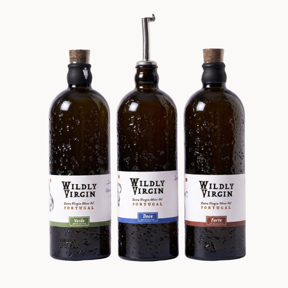 The Explorer Set featuring three bottles of Portuguese olive oil crafted with care.